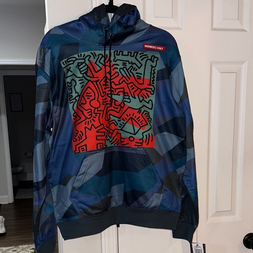 Members Only Blue and Red Graphic Hoodie